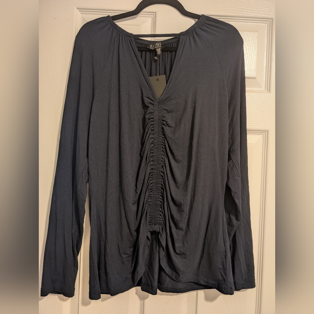 Eloquii Navy Ruched Blouse